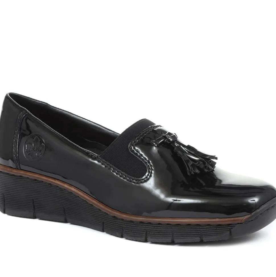 Slip-On Wedge Shoes - Black Patent