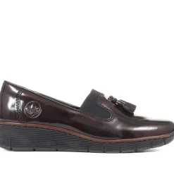 Slip-On Wedge Shoes - Burgundy Patent