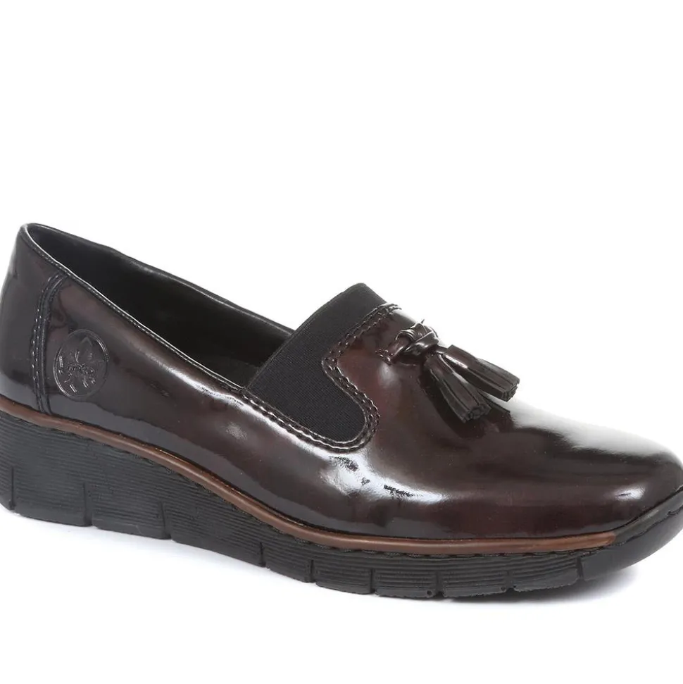 Slip-On Wedge Shoes - Burgundy Patent