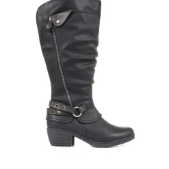 Slouch Boots with Extra Wide Calf - Black