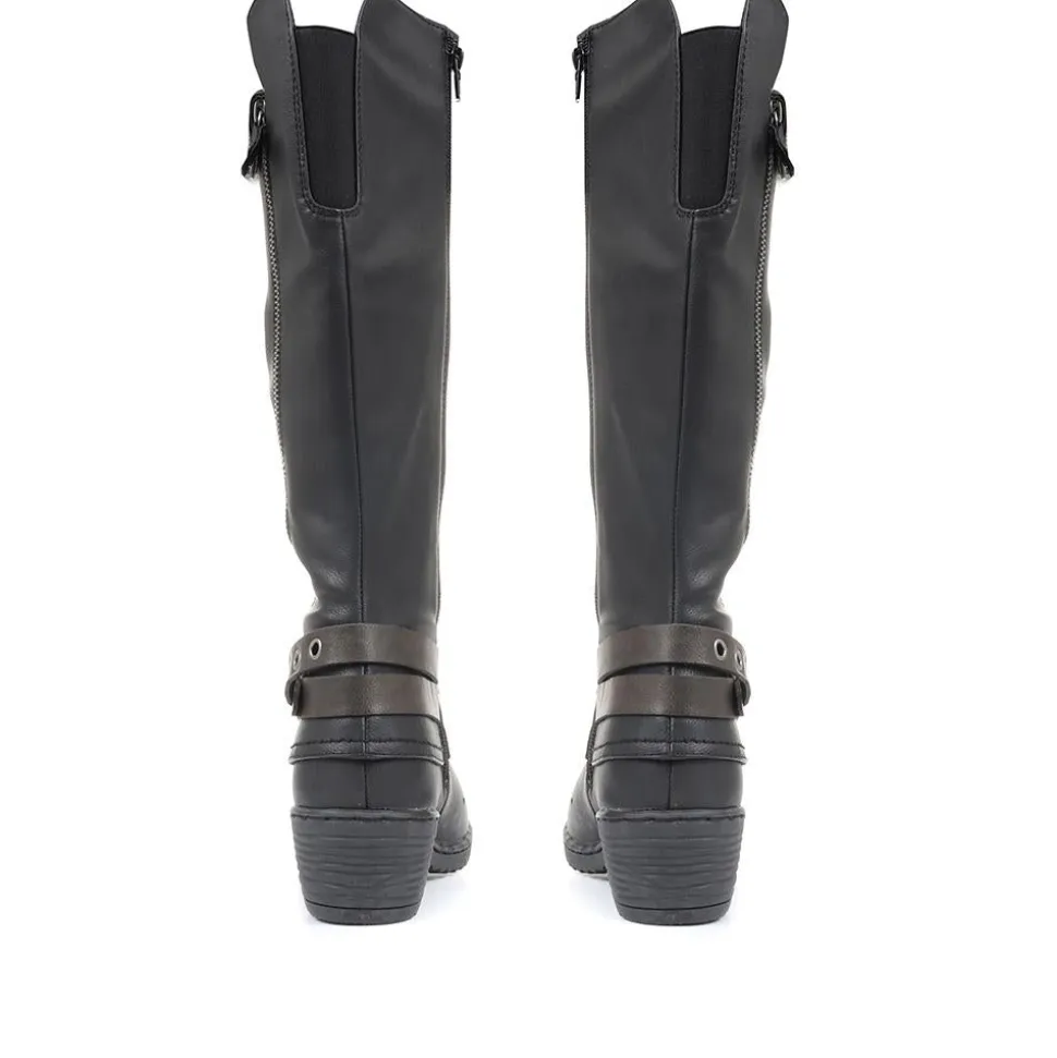 Slouch Boots with Extra Wide Calf - Black
