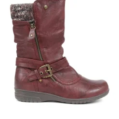 Slouch Calf Boots - Burgundy