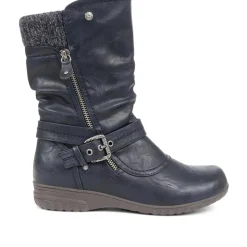 Slouch Calf Boots - Navy