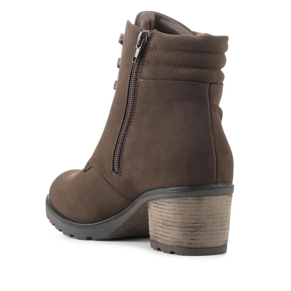 Smart Block Heel Ankle Boots With Zip Fastening - Dark Brown