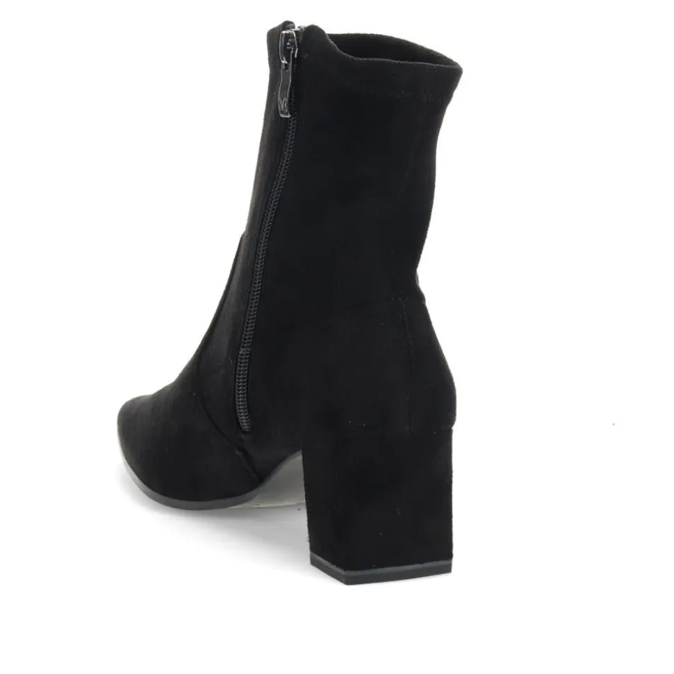 Smart Block-Heeled Ankle Boots - Black