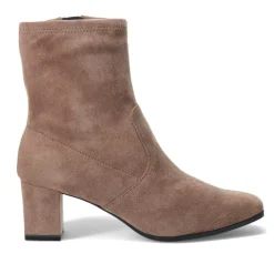 Smart Block-Heeled Ankle Boots - Taupe