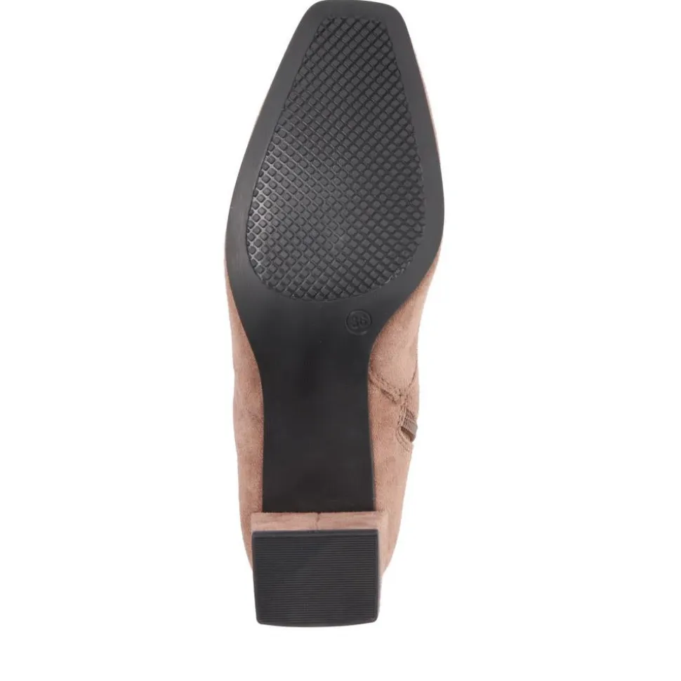 Smart Block-Heeled Ankle Boots - Taupe
