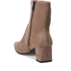 Smart Block-Heeled Ankle Boots - Taupe