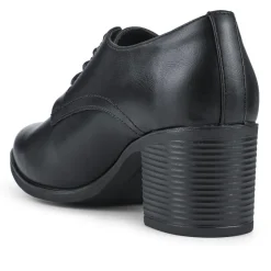 Smart Block Heeled Lace-Up Shoes - Black
