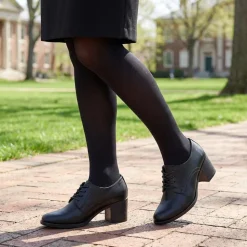 Smart Block Heeled Lace-Up Shoes - Black