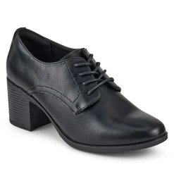 Smart Block Heeled Lace-Up Shoes - Black