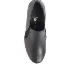 Smart Block Heel Leather Slip On Shoes - Black
