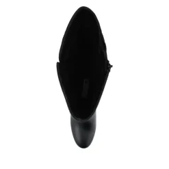 Smart Block Heel Long Boots With Inside Zip - Black