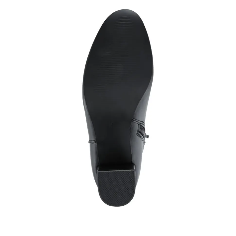 Smart Block Heel Long Boots With Inside Zip - Black