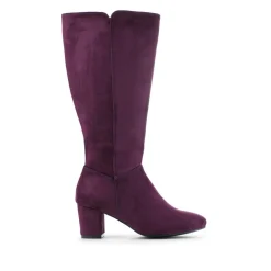 Smart Block Heel Long Boots With Inside Zip - Purple