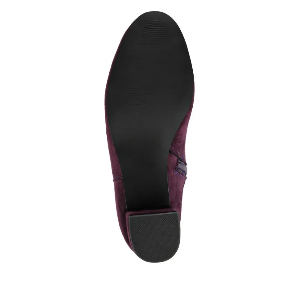 Smart Block Heel Long Boots With Inside Zip - Purple