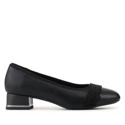 Smart Block Heel Slip On Shoes - Black