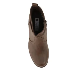 Smart Block Heel Zip Fasten Ankle Boots - Brown