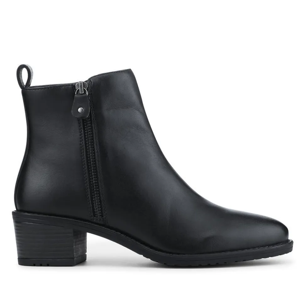 Smart Breathable Leather Ankle Boots - Black