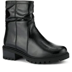 Smart Chunky Sole Ankle Boots - Black Patent