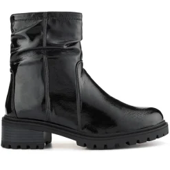 Smart Chunky Sole Ankle Boots - Black Patent