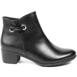 Smart Faux Leather Ankle Boots With Zip Fastening - Black