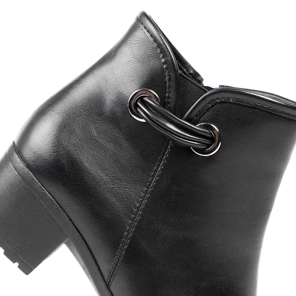 Smart Faux Leather Ankle Boots With Zip Fastening - Black