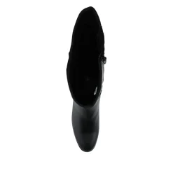 Smart Flare Heel Calf Length Boots - Black