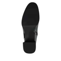 Smart Flare Heel Calf Length Boots - Black