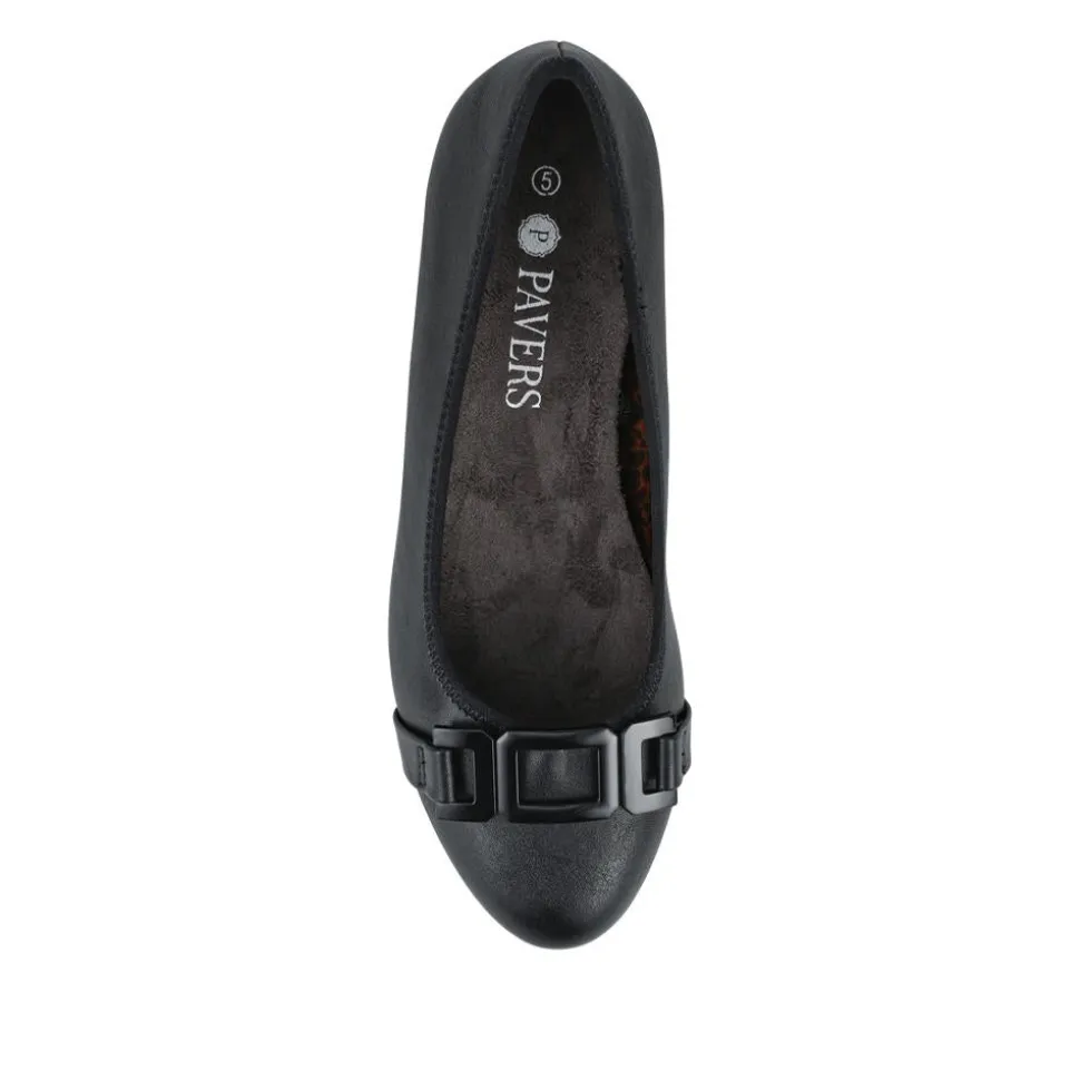 Smart Heeled Buckle Court Shoes - Black