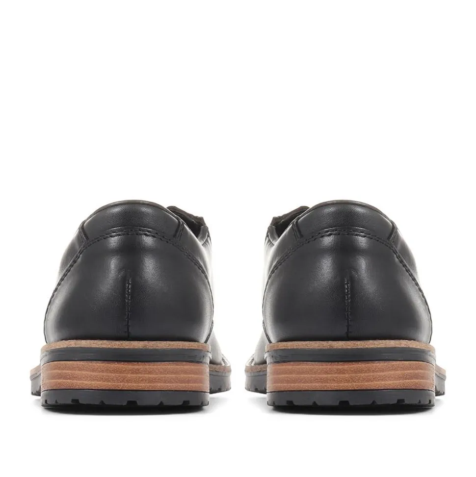 Smart Lace-Up Derby Shoes - Black