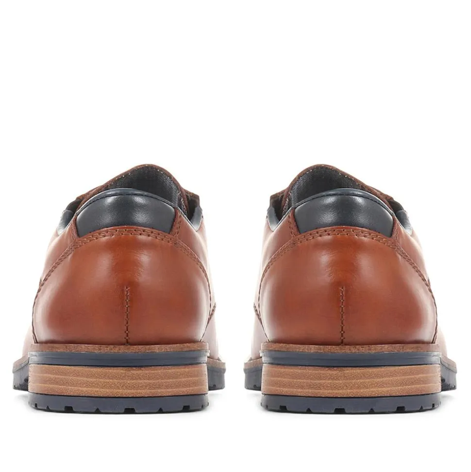 Smart Lace-Up Derby Shoes - Tan
