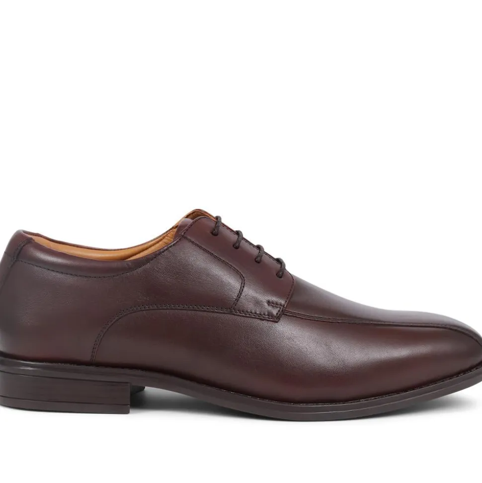 Smart Leather Lace-Up Shoes - Brown