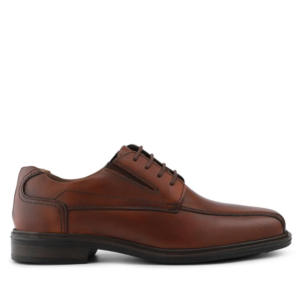 Smart Leather Lace Up Shoes - Cognac