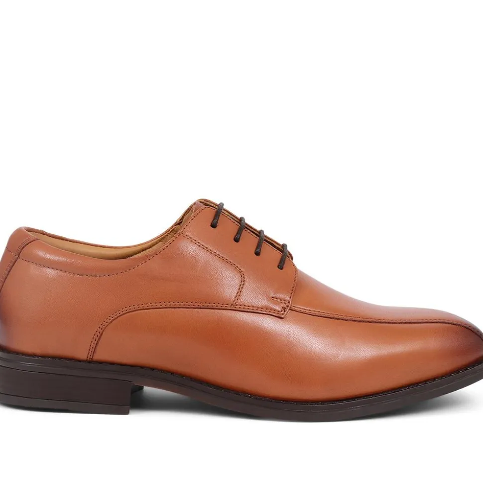 Smart Leather Lace-Up Shoes - Tan