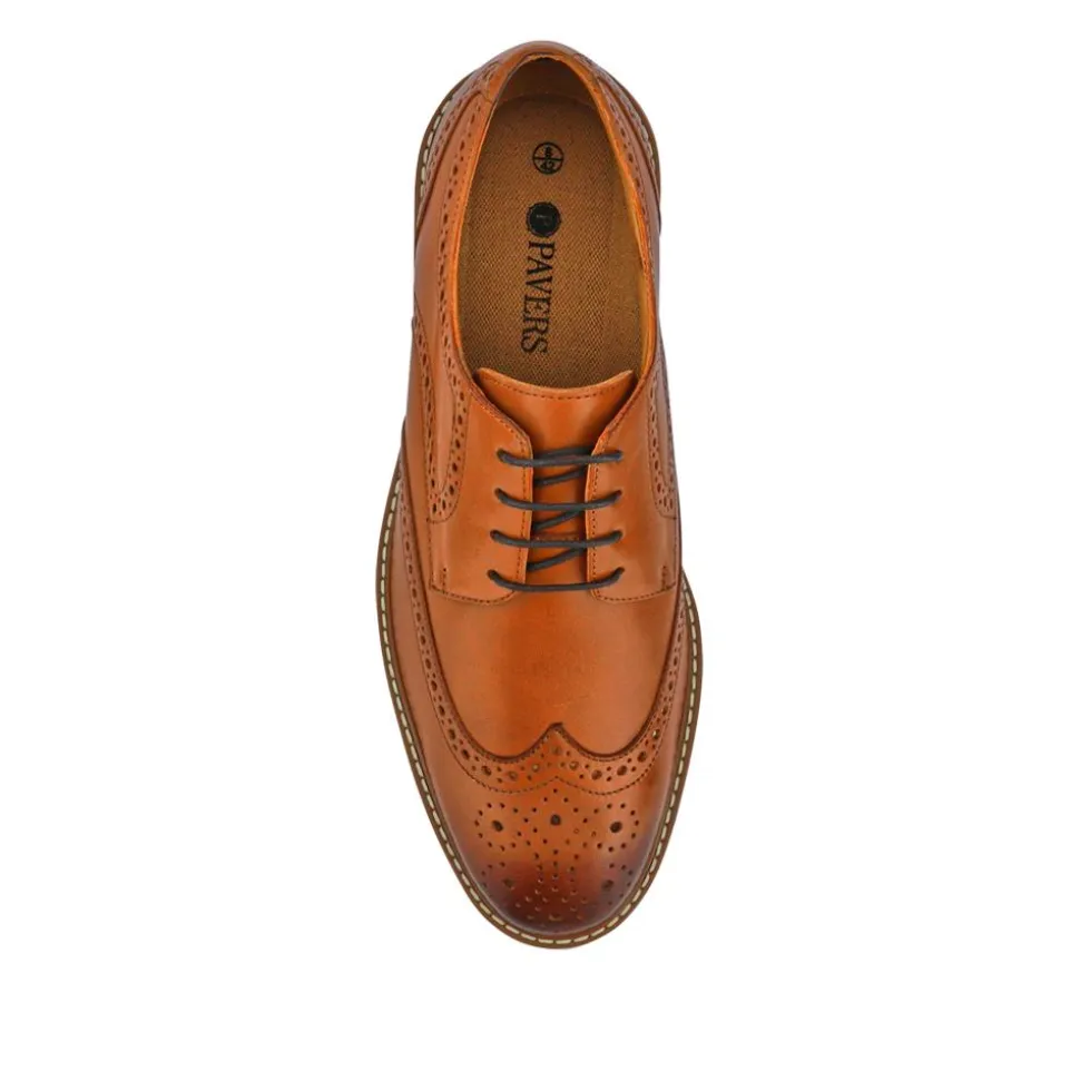 Smart Leather Lace-Up Shoes - Tan