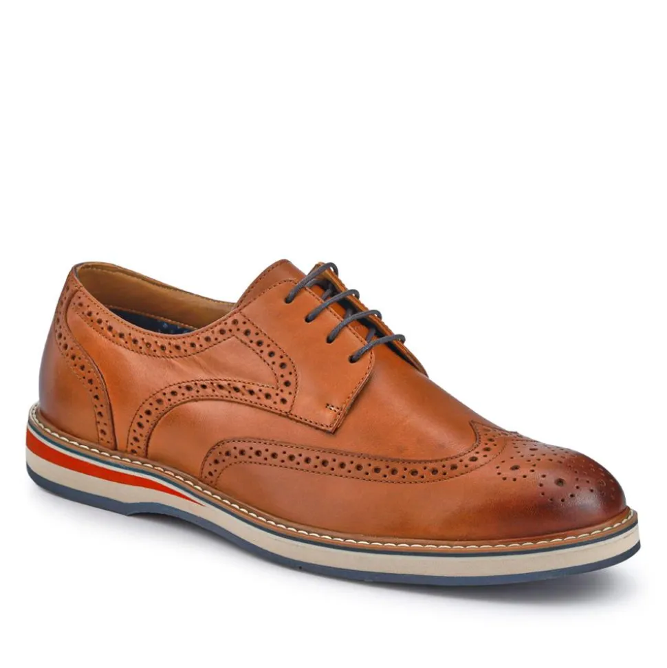 Smart Leather Lace-Up Shoes - Tan