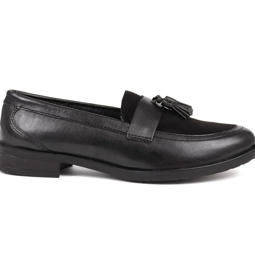 Smart Leather Loafers - Black-Black Suede