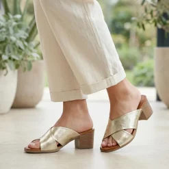 Smart Leather Mules - Gold