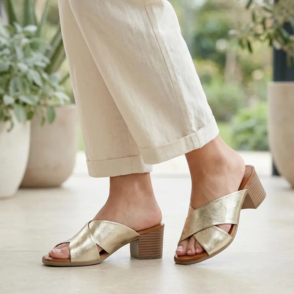 Smart Leather Mules - Gold