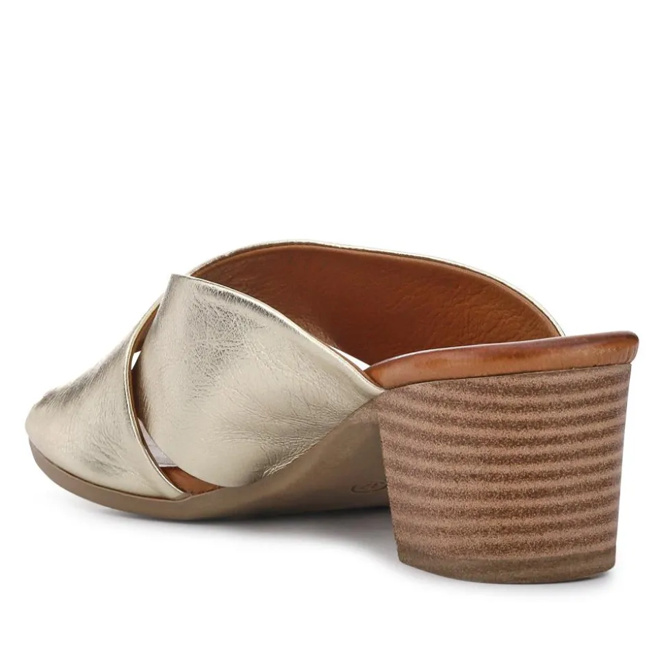 Smart Leather Mules - Gold
