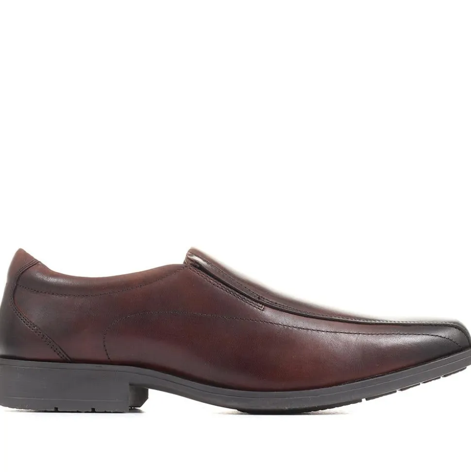 Smart Leather Slip On Shoes - Dark Brown