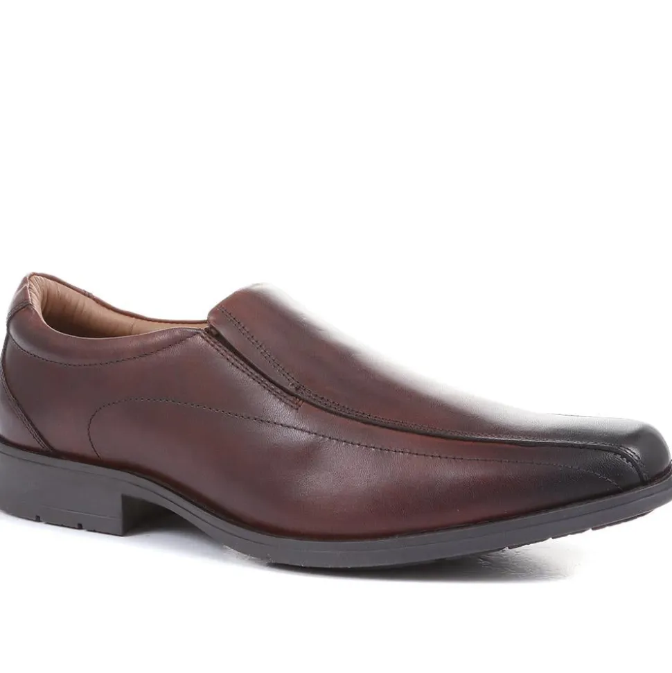 Smart Leather Slip On Shoes - Dark Brown
