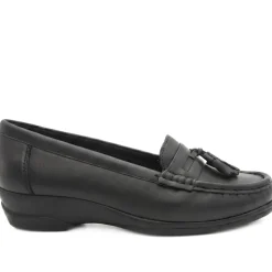 Smart Leather Tasselled Moccasins - Black