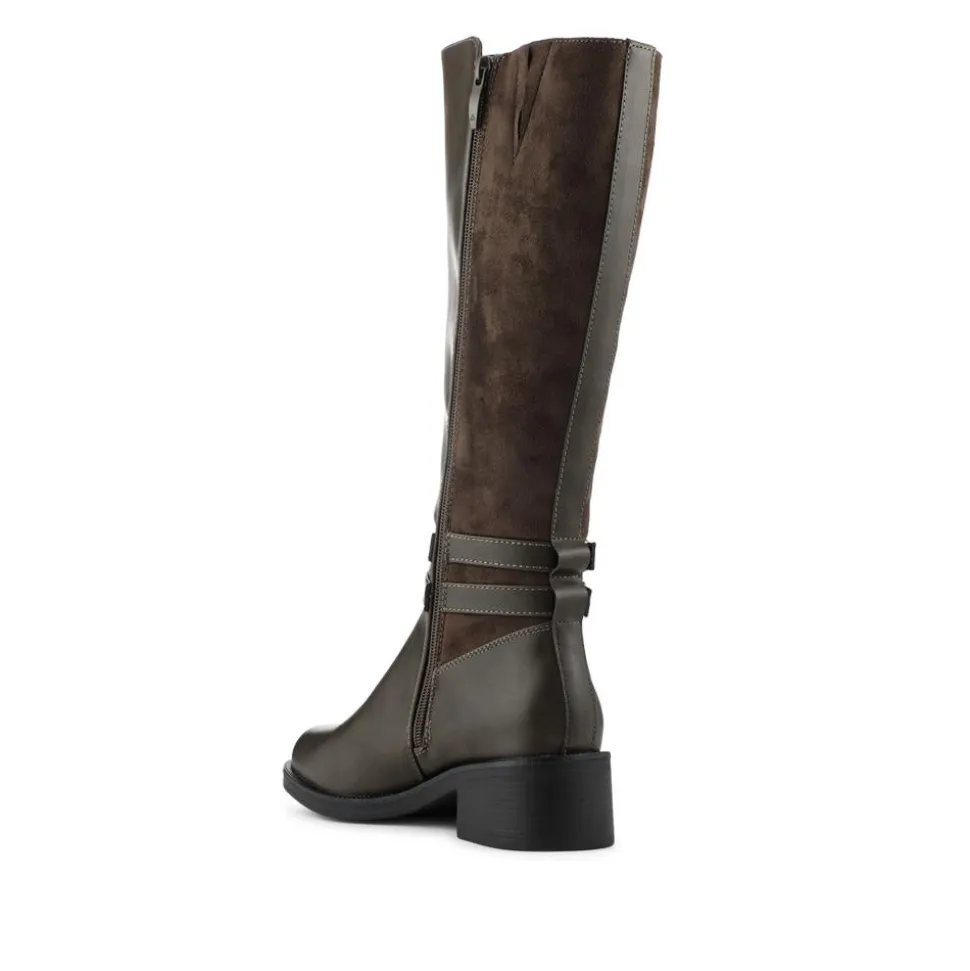 Smart Long Boots With Standard Calf Fitting - Khaki