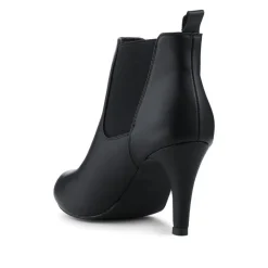 Smart Stiletto Heel Slip On Ankle Boots - Black