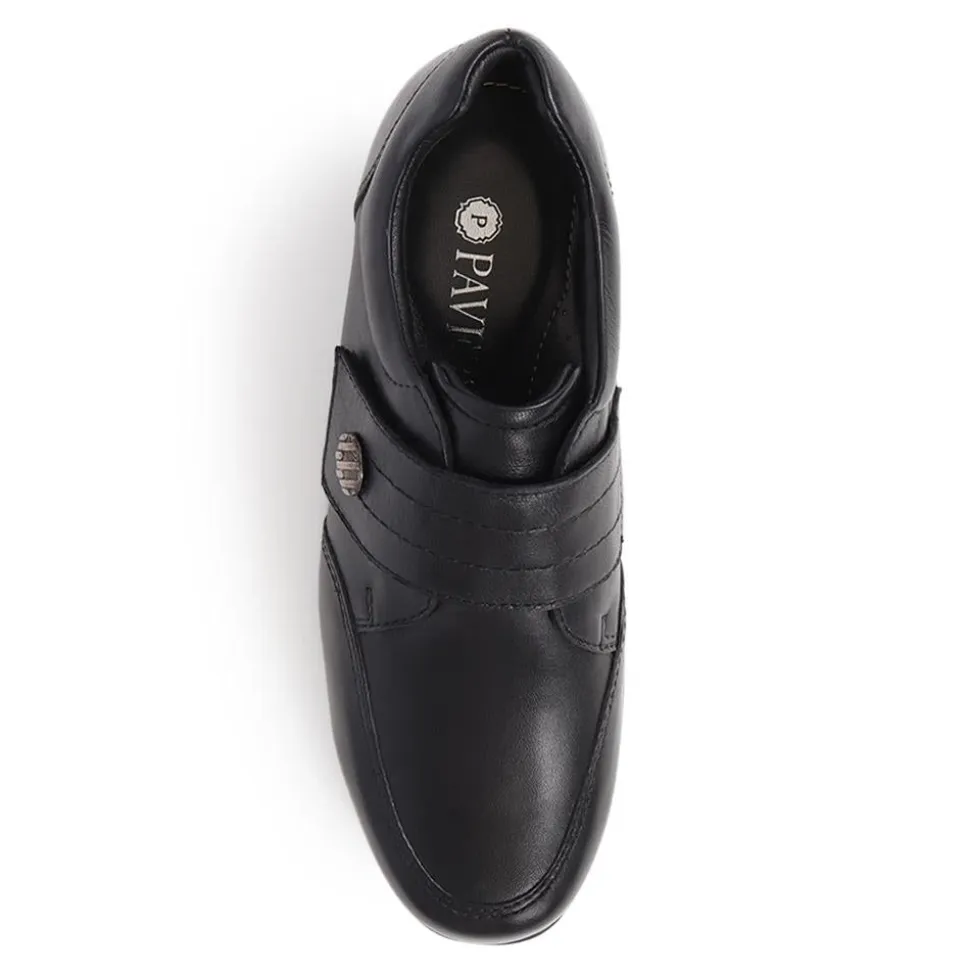 Smart Touch-Fasten Leather Shoes - Black