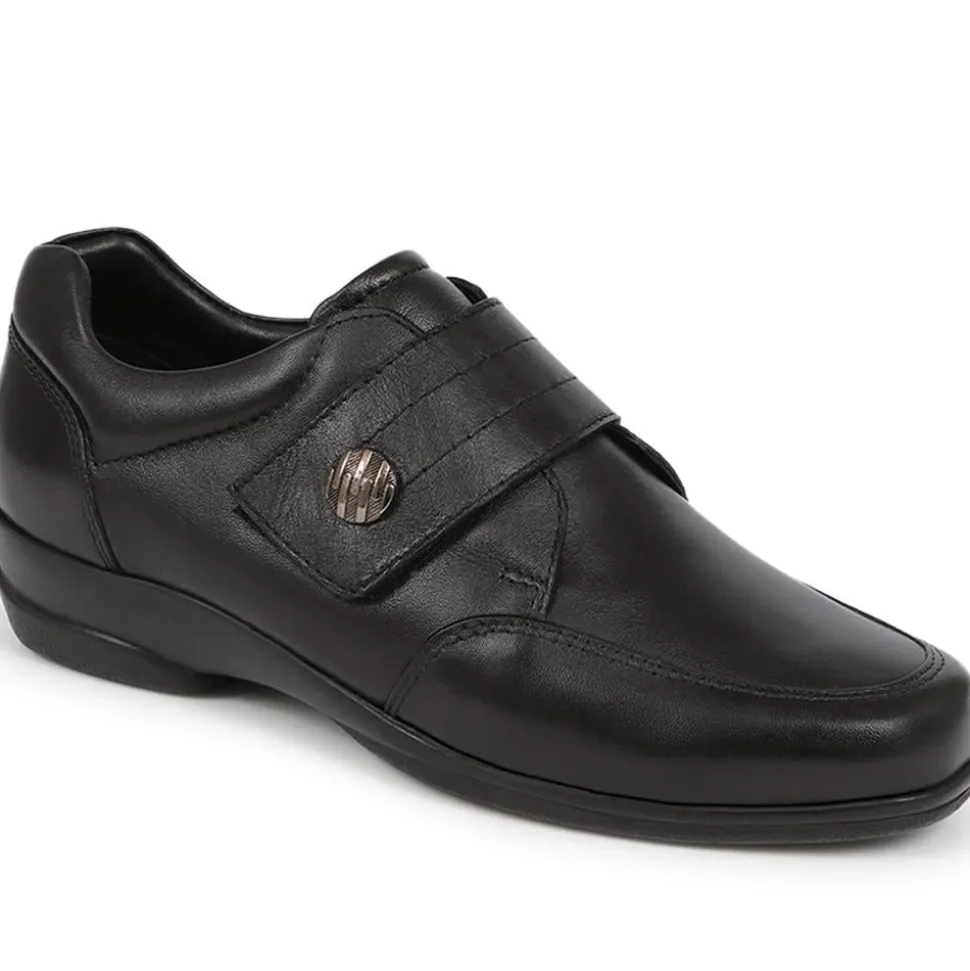 Smart Touch-Fasten Leather Shoes - Black