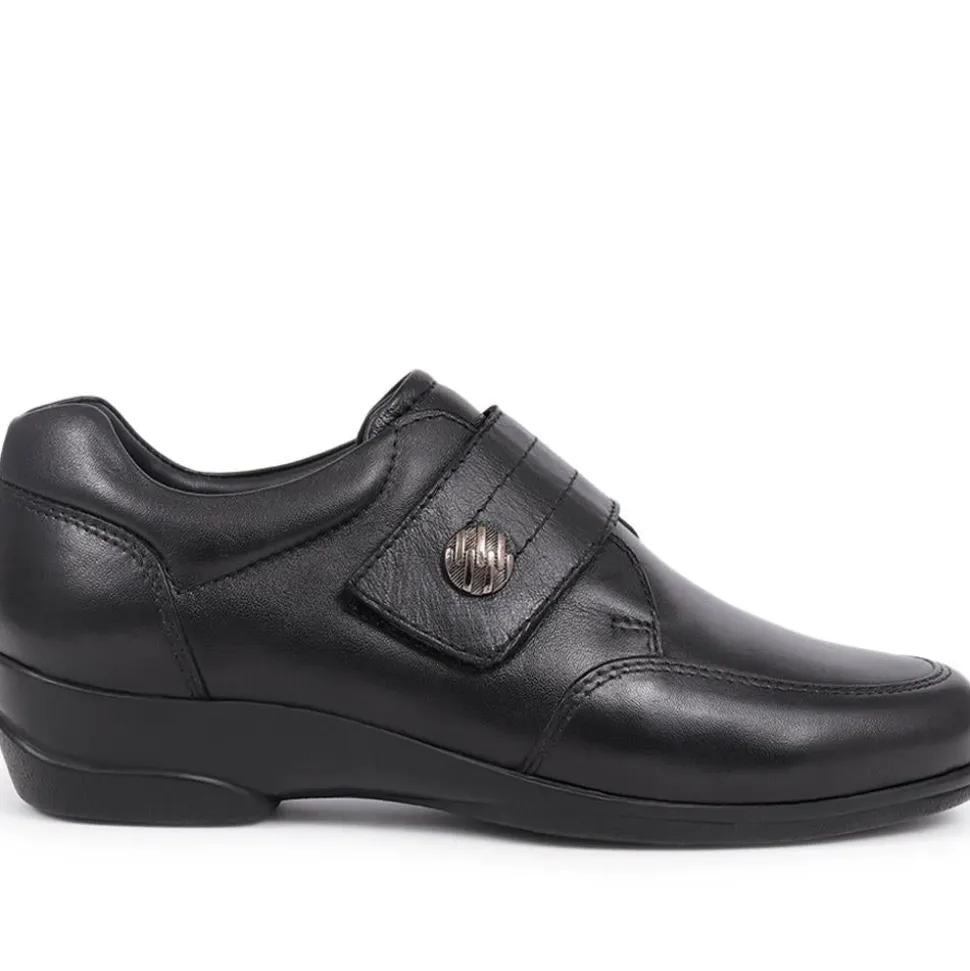 Smart Touch-Fasten Leather Shoes - Black