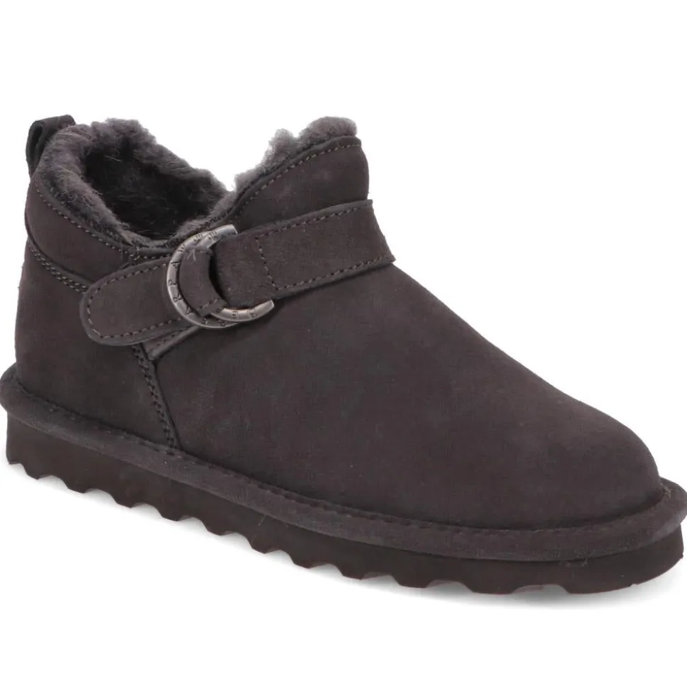 Soft Buckle-Detailed Ankle Boots - Grey